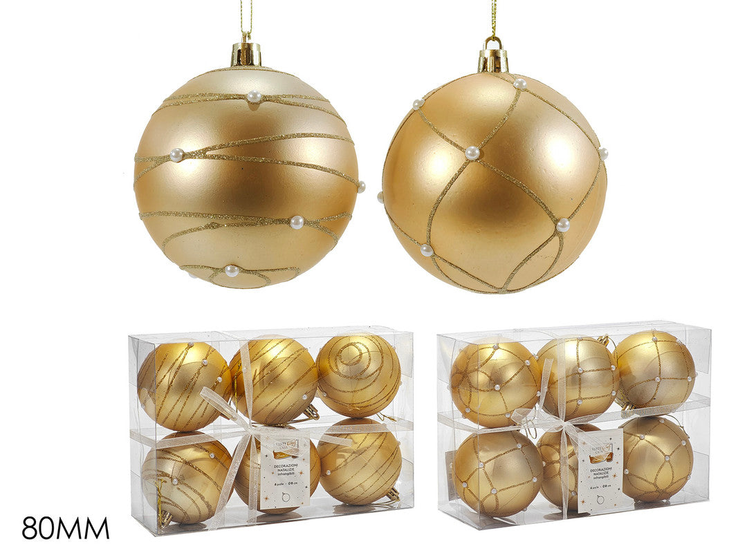 SET 6 PALLE 80MM C/PERL ORO 2ASS