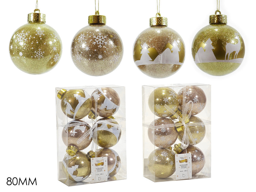 SET 6 PALLE 80MM ORO C/CHAMP 2ASS