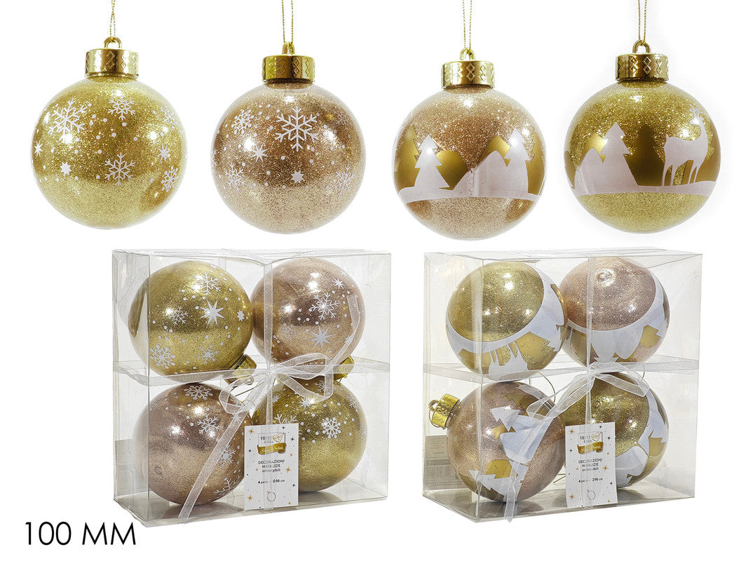 SET 4 PALLE 100MM ORO C/CHAMP 2ASS