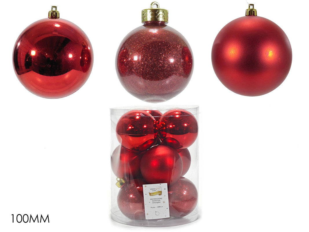 SET 9 PALLE 100MM ROSSE MIX
