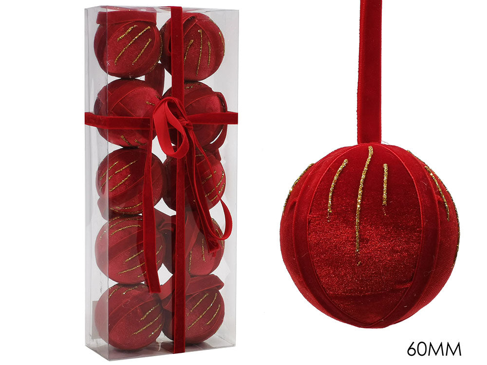 SET 10 PALLE 60MM VELLUTO ROSSO