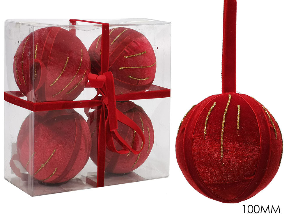 SET 4 PALLE 100MM VELLUTO ROSSO
