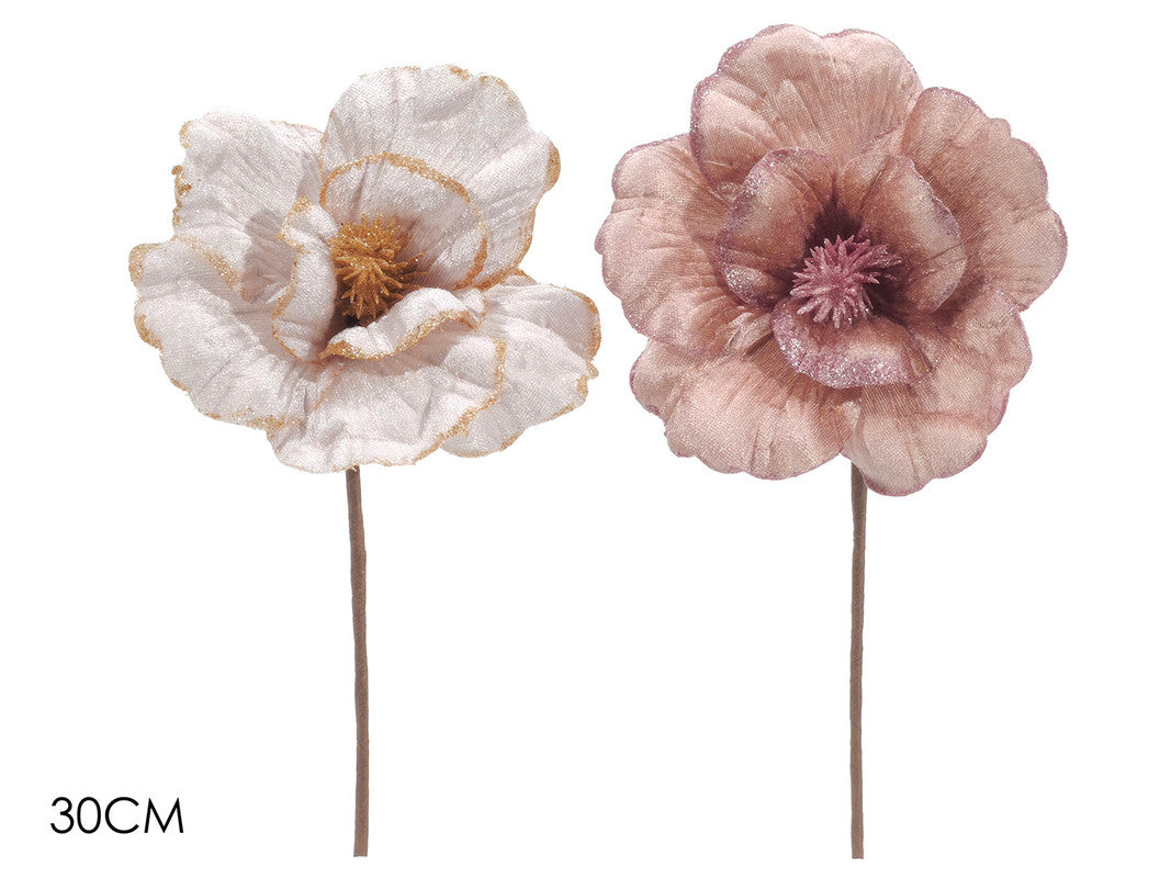 RAMO C/FIORE C/GLITT.E PAILLET. 30CM 2AS