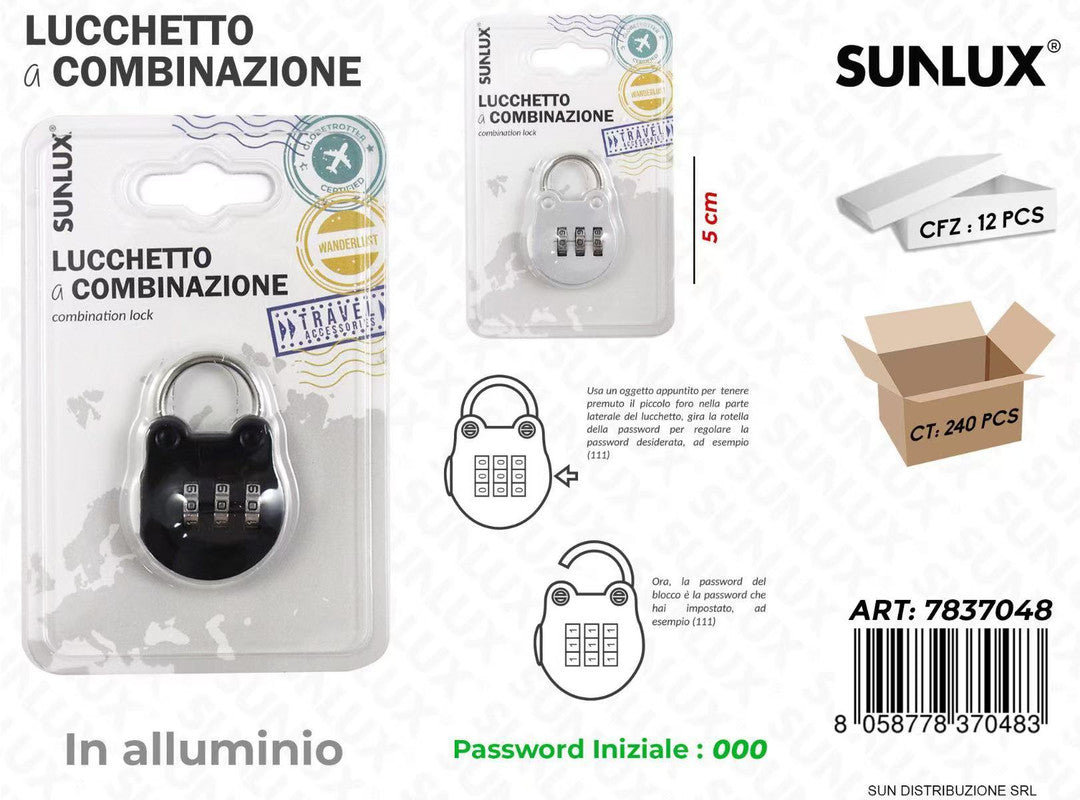 LUCCHETTO A COMBINAZIONE ALLUM. 2COL. 5CM