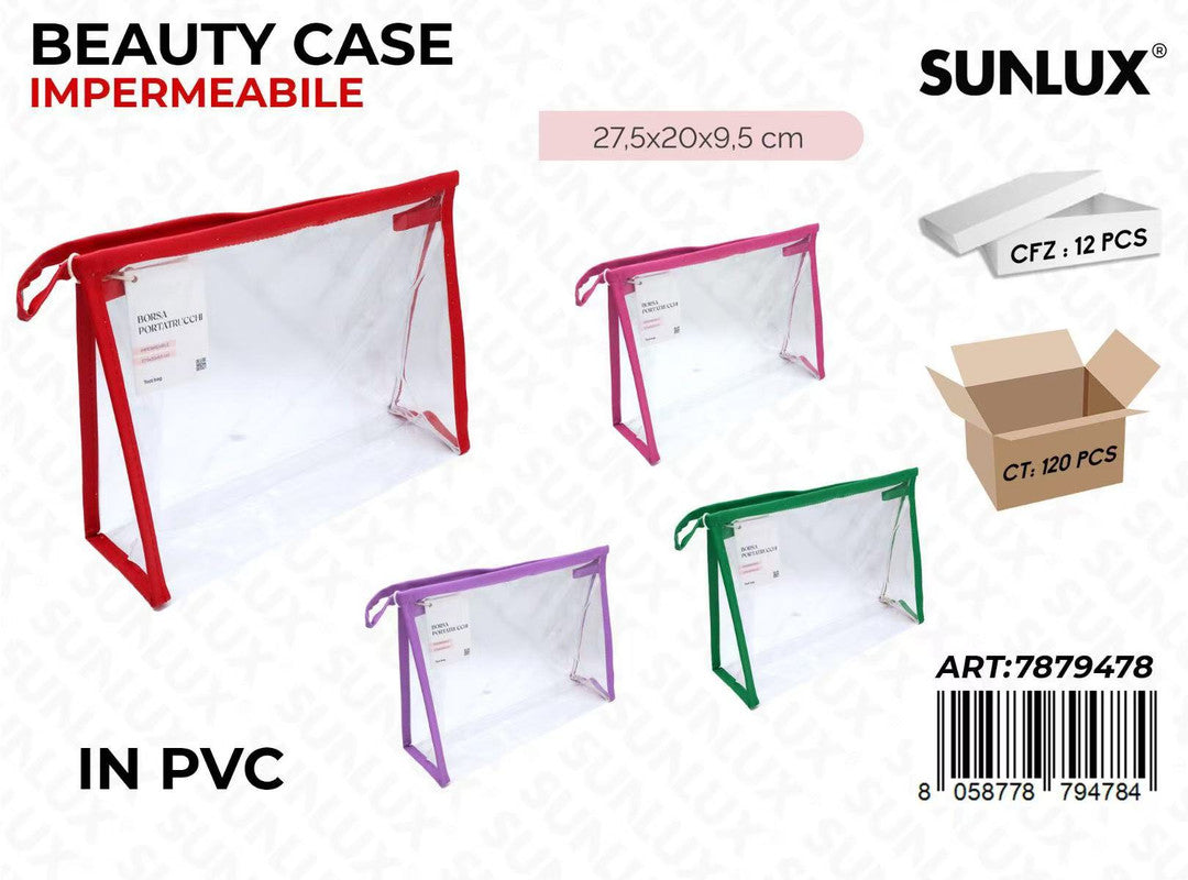 BEAUTY CASE IMPERM. PVC 27.5*20*9.5CM ASS.
