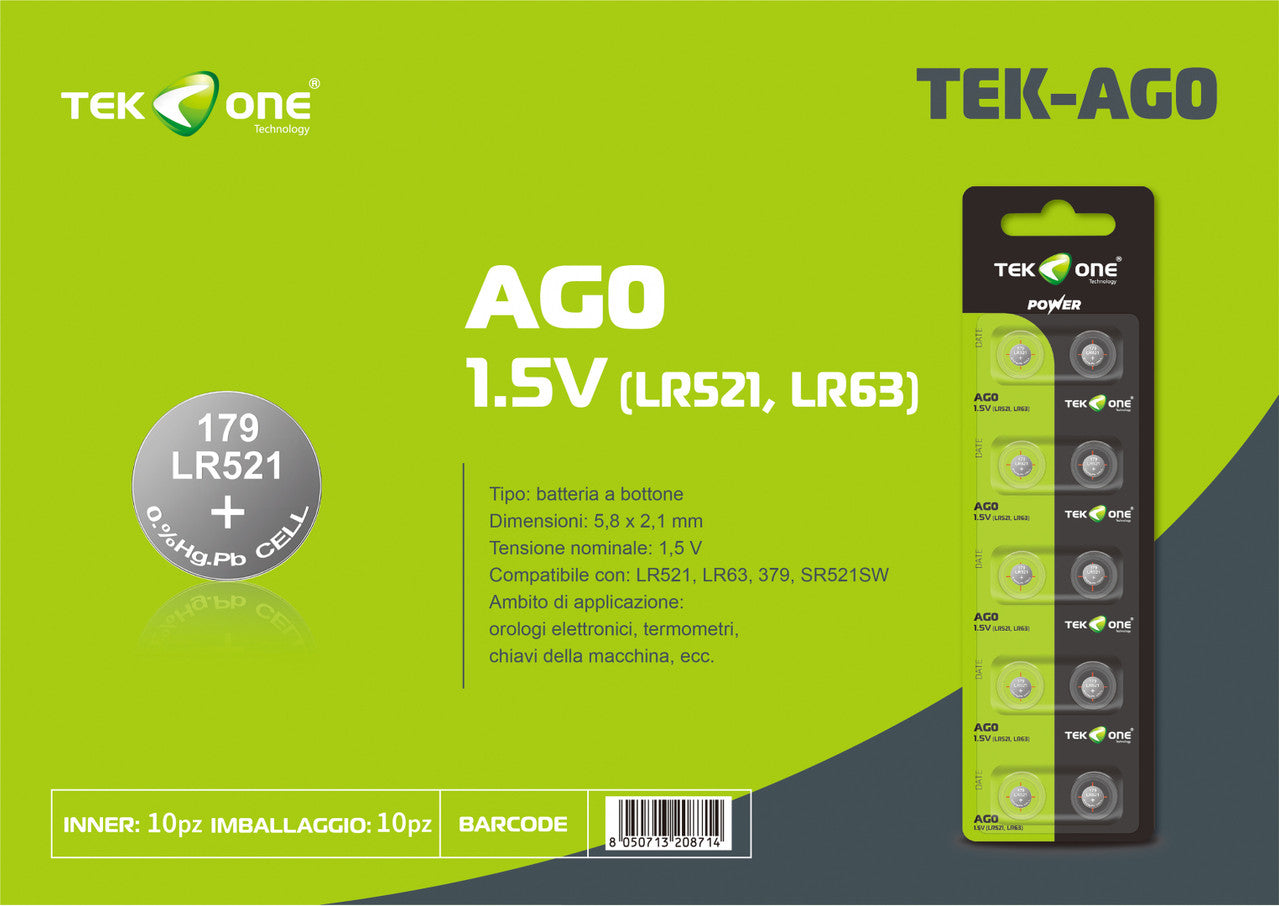BATTERIA TEKONE LR521 LR63 AG0 1.5V