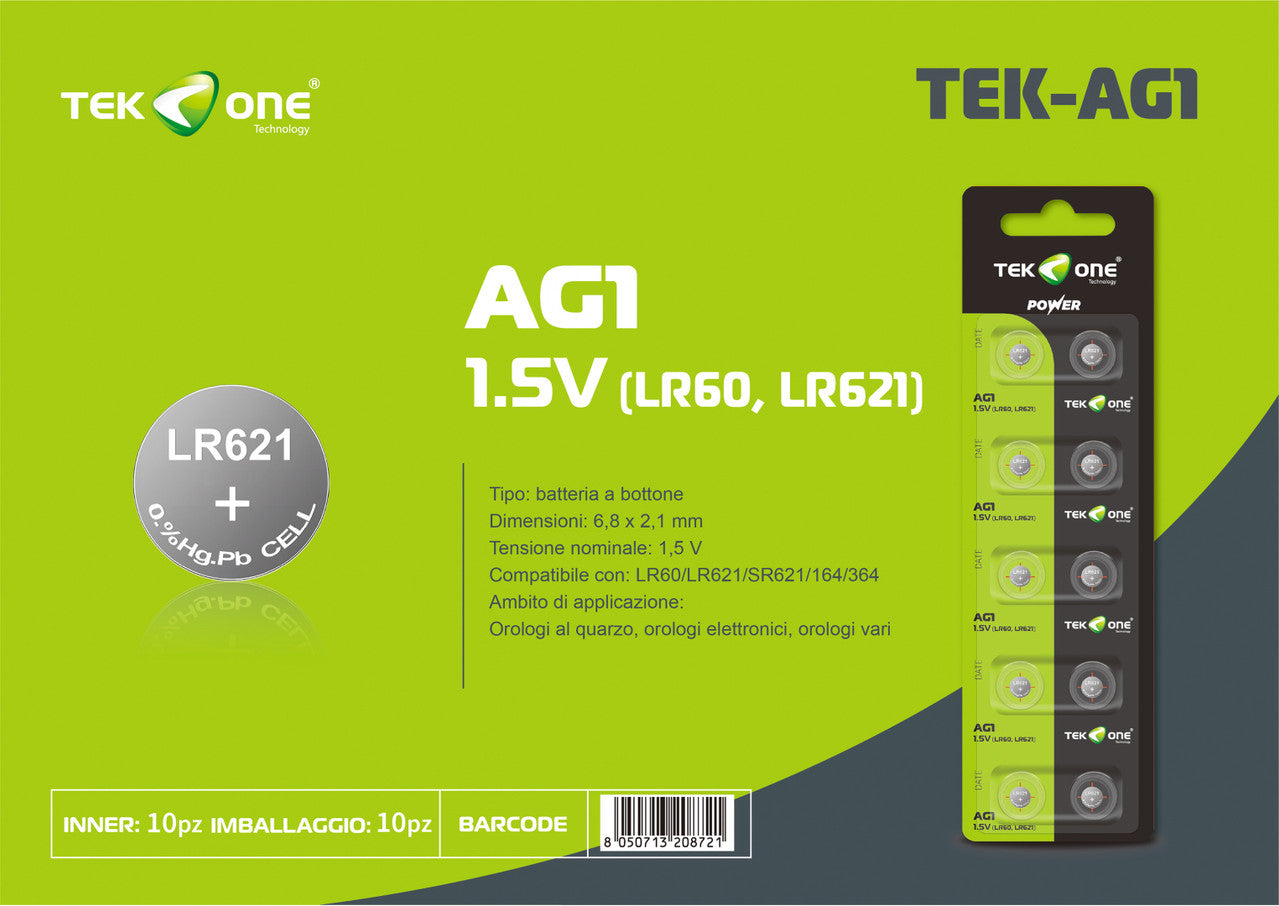 BATTERIA TEKONE LR60 LR621 AG1 1.5V