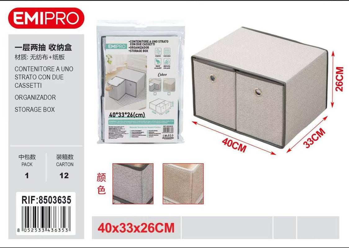 Emi CONTENITORE A UNO STRATO CON DUE CASSETTI 40*33*26CM