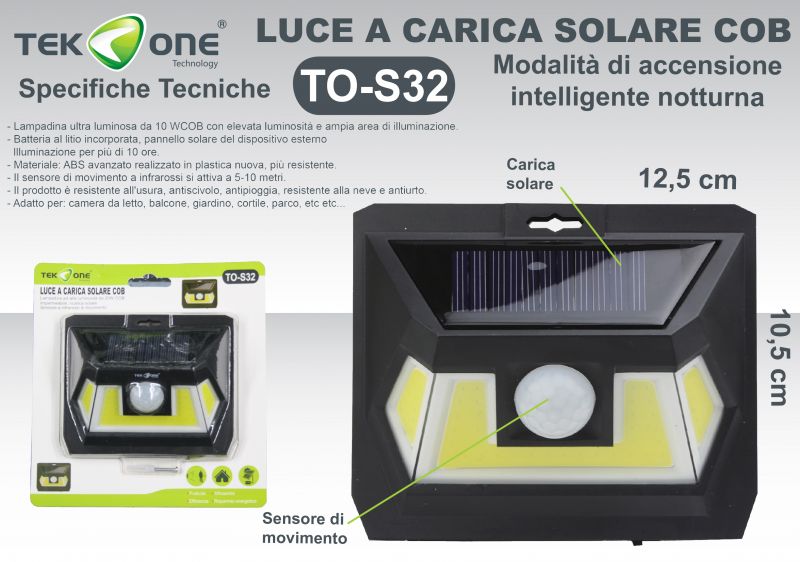 LUCE A CARICA SOLARE COB CON SENSORE INFRAROSSO S32