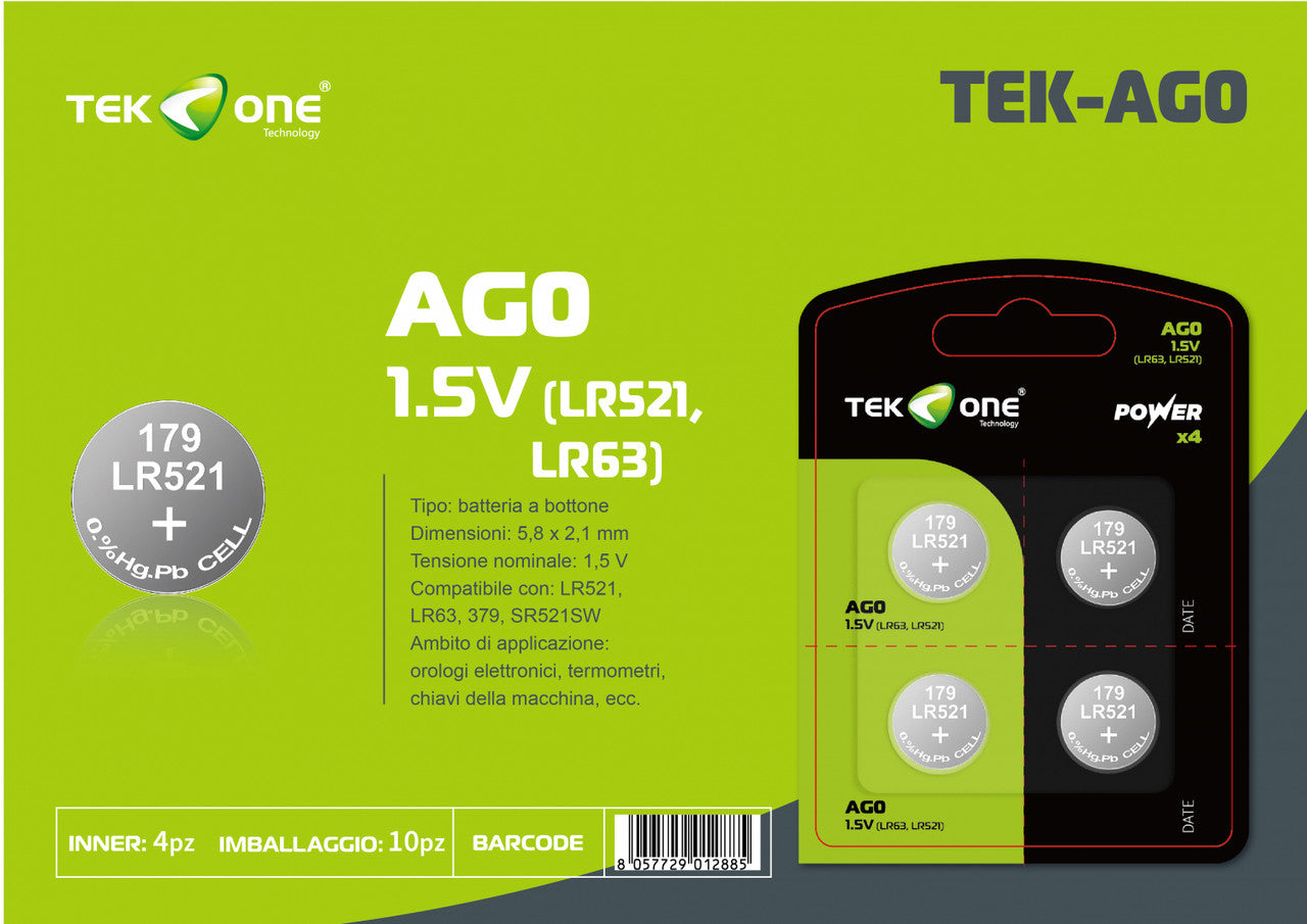 BATTERIA TEKONE LR521 LR63 AG0 1.5V