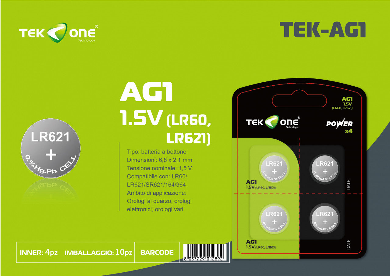 BATTERIA TEKONE LR60 LR621 AG1 1.5V