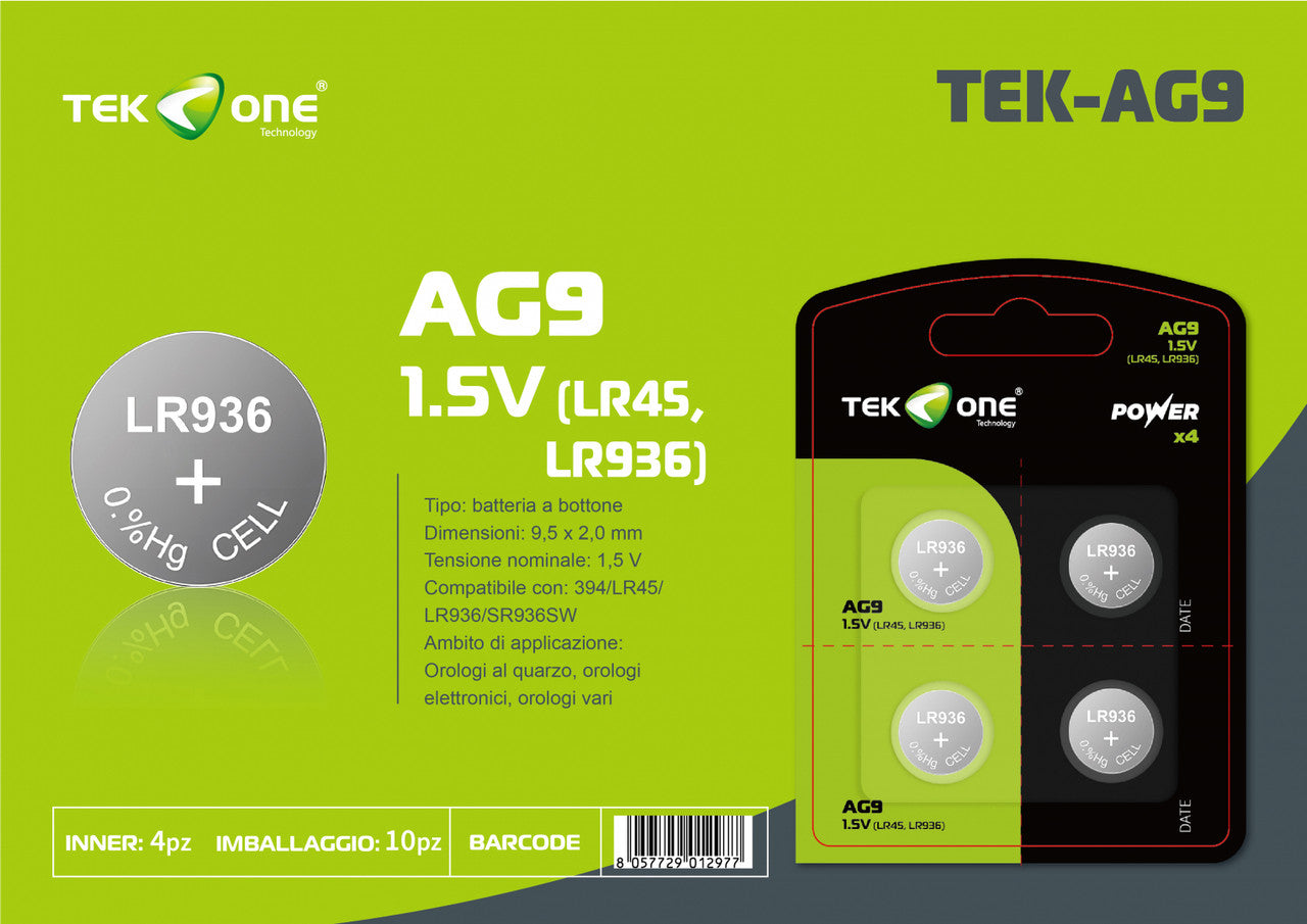 BATTERIA TEKONE LR45 LR936 AG9 1.5V