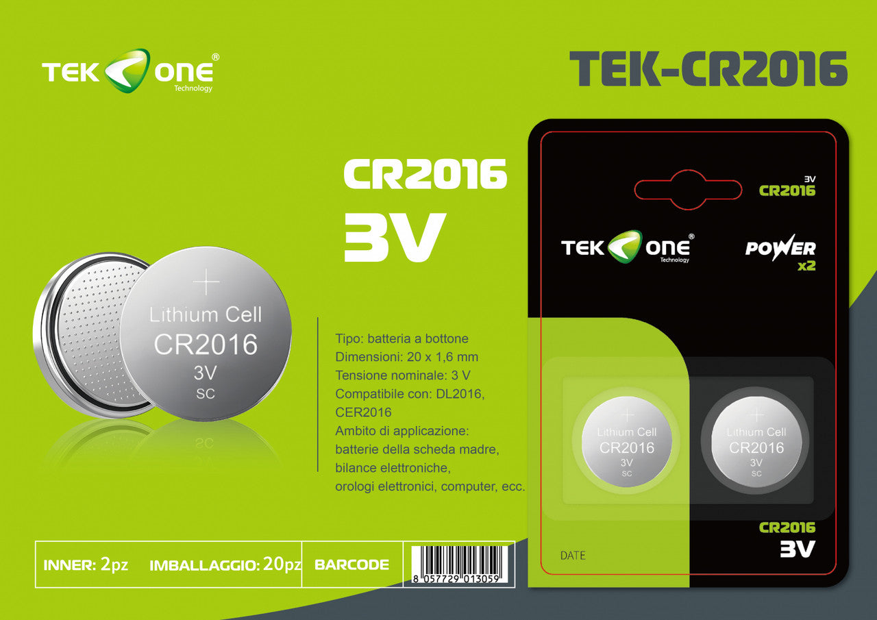 BATTERIA TEKONE CR2016 3V