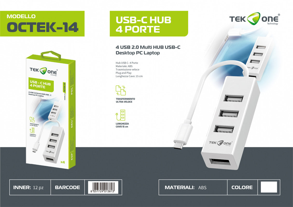 4 USB 2.0 MULTI HUB USB-C DESKTOP PC LAPTOP