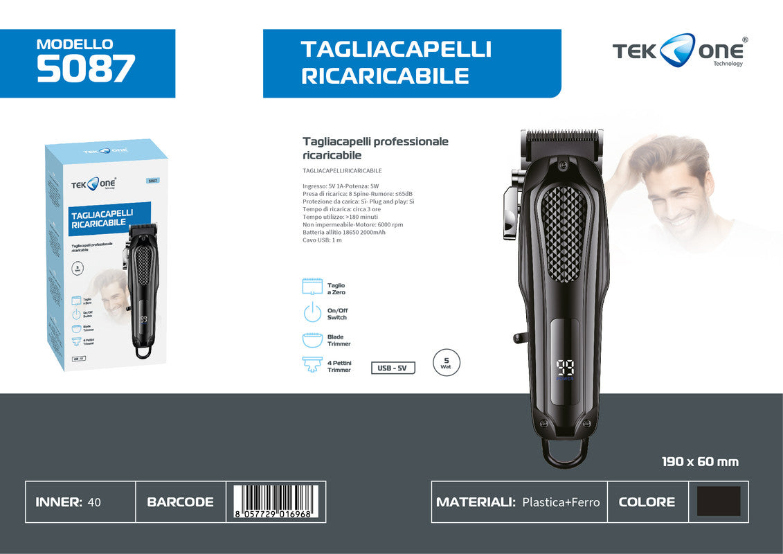 TAGLIACAPELLI RICARICABILE 2000mAh 5W
