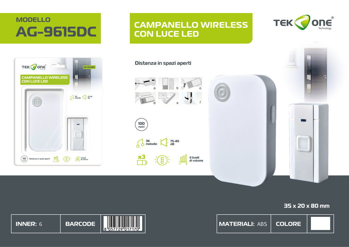CAMPANELLO WIRELESS CON LUCE LED