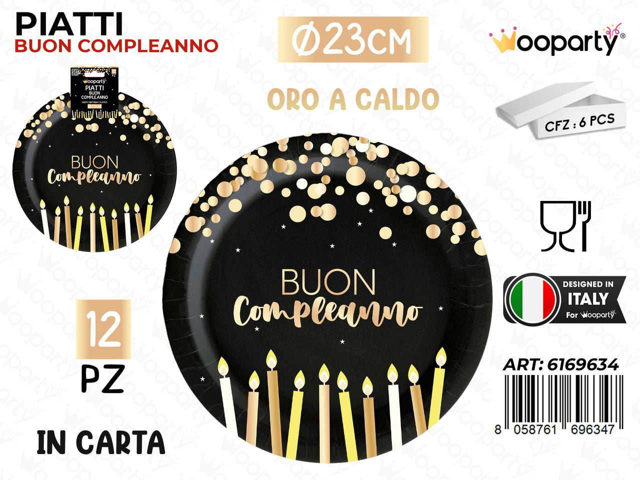 /WOOPARTY PIATTI CARTA B. COMPL. 23CM 12PCS