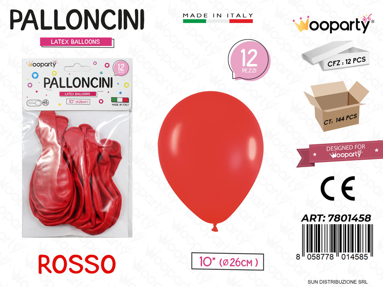 /PALLONCINI ROSSO 10 D.26CM 12PCS