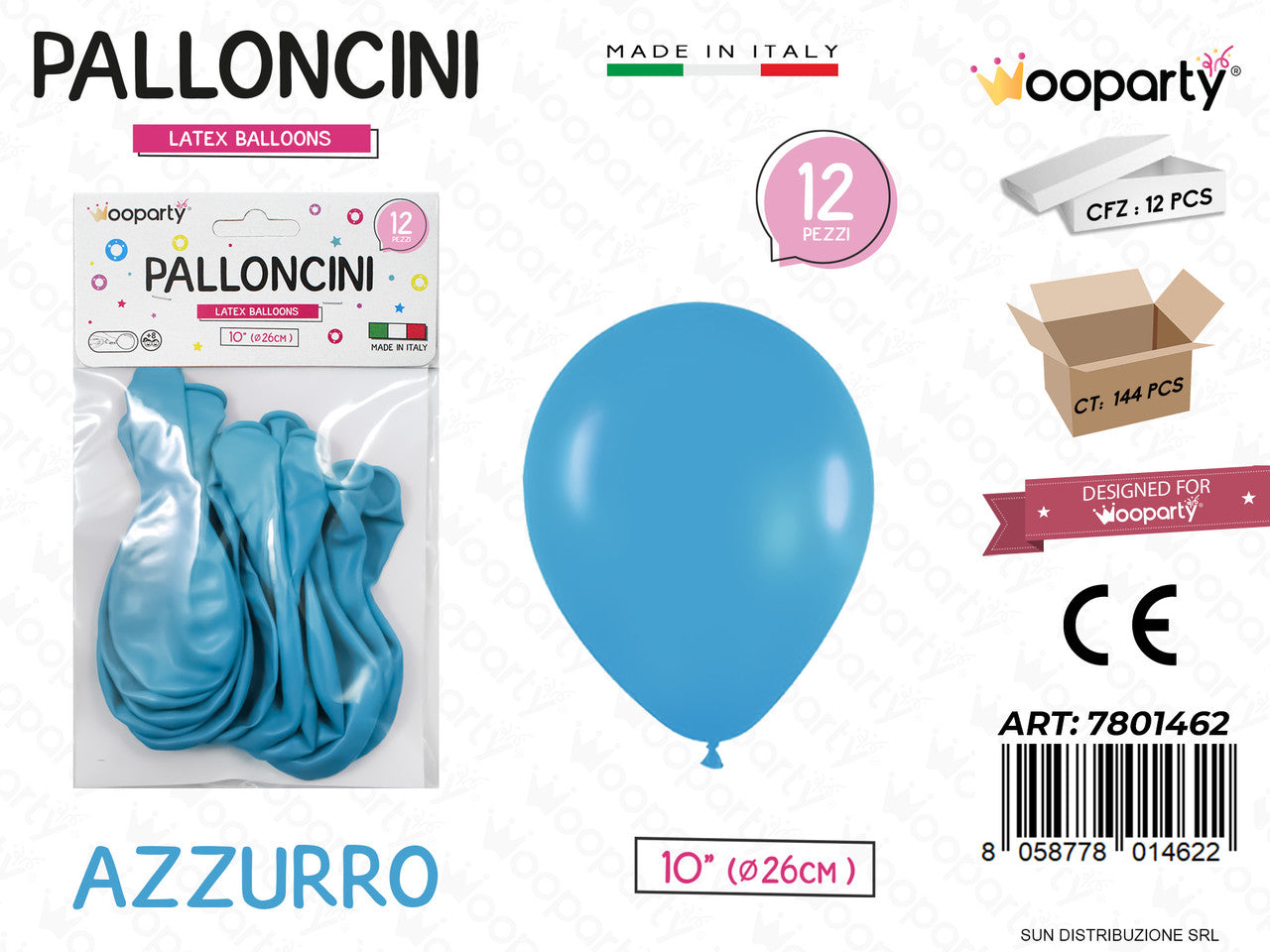 /PALLONCINI AZZURRO 10 D.26CM 12PCS