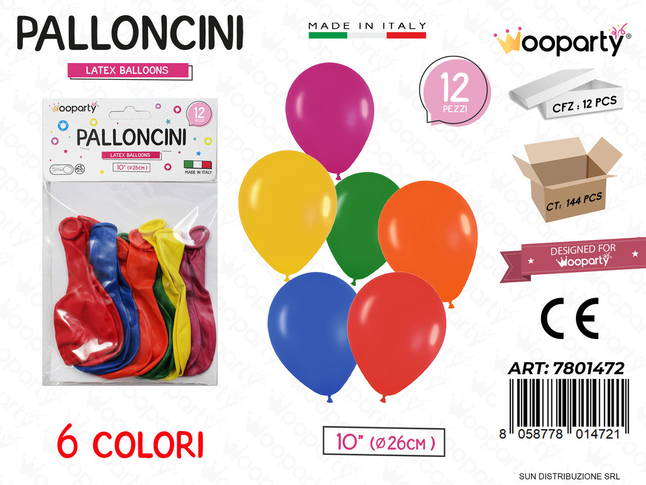 /PALLONCINI 6COLORI ASS. 10 D.26CM 12PCS