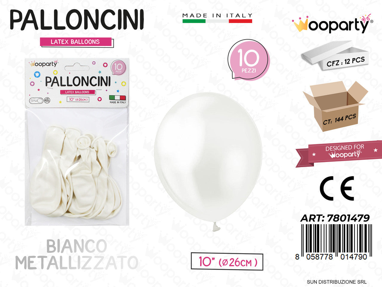 /PALLONCINI BIANCO METAL 10 D.26CM 10PCS