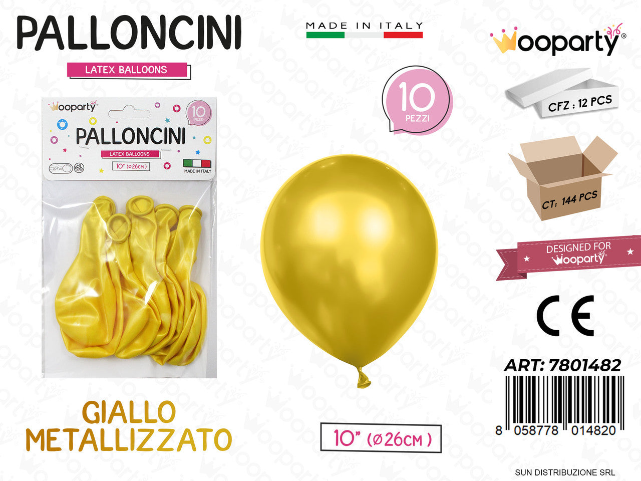 /PALLONCINI GIALLO METAL 10 D.26CM 10PCS