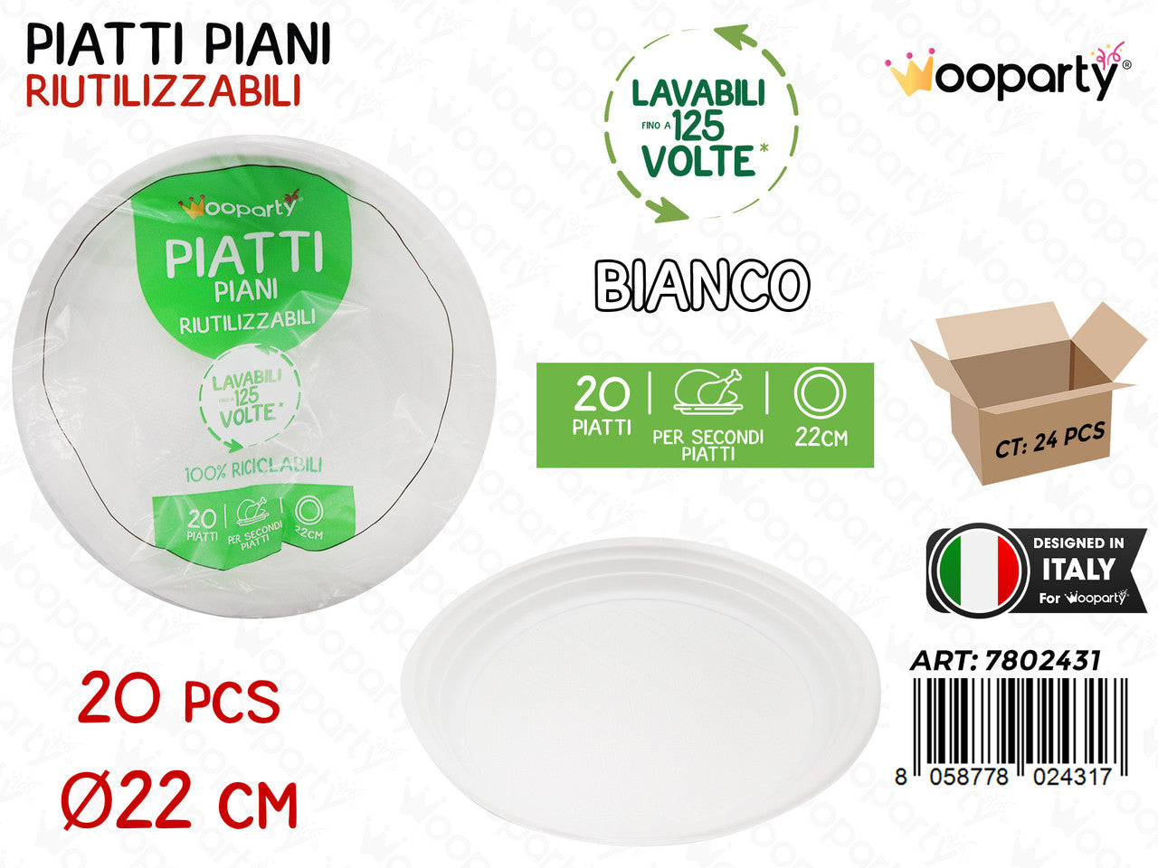 /PIATTI PIANI BIANCO 20PCS 22CM