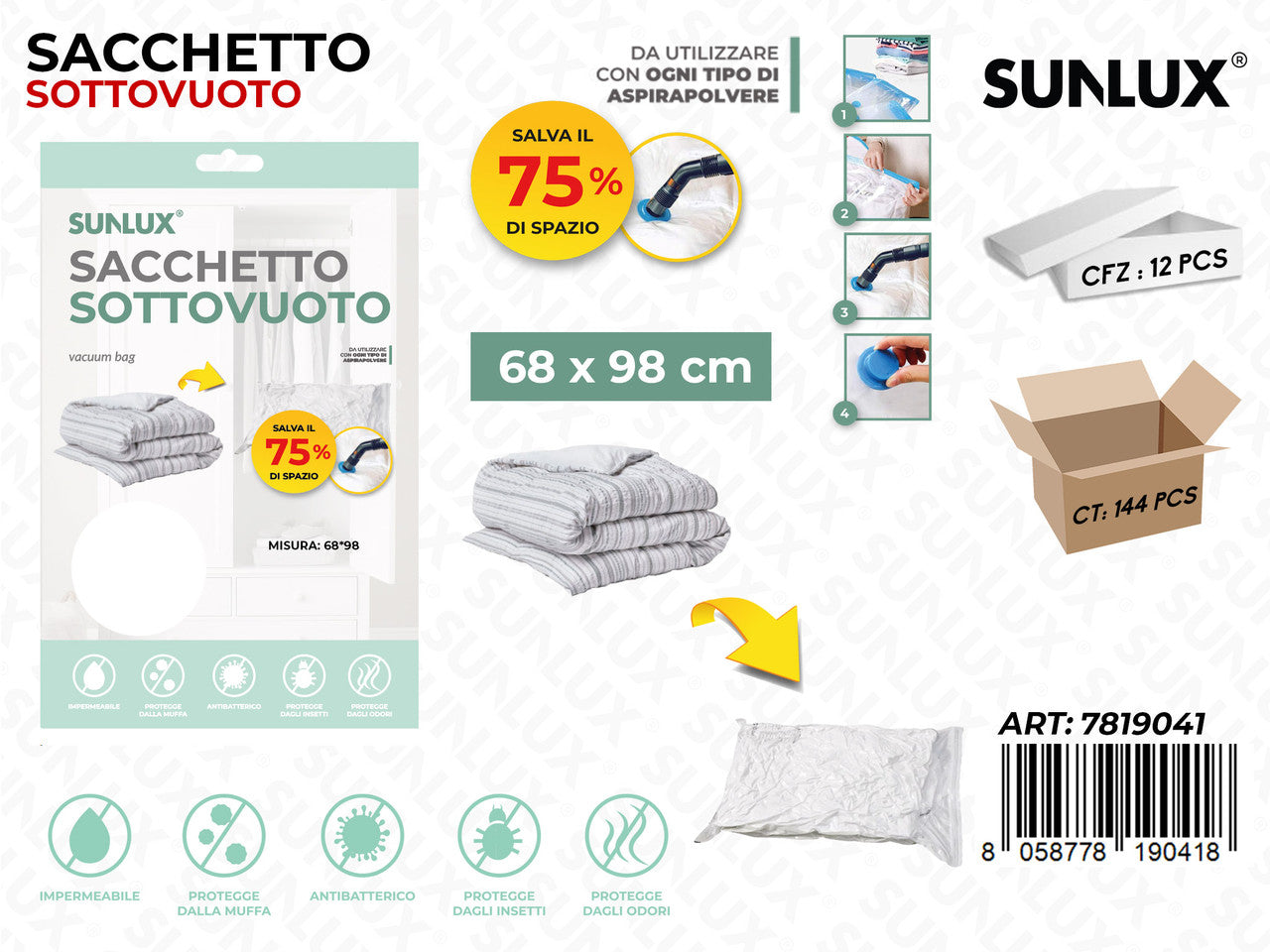 SUNLUX SACCO SOTTOVUOTO 68*98CM