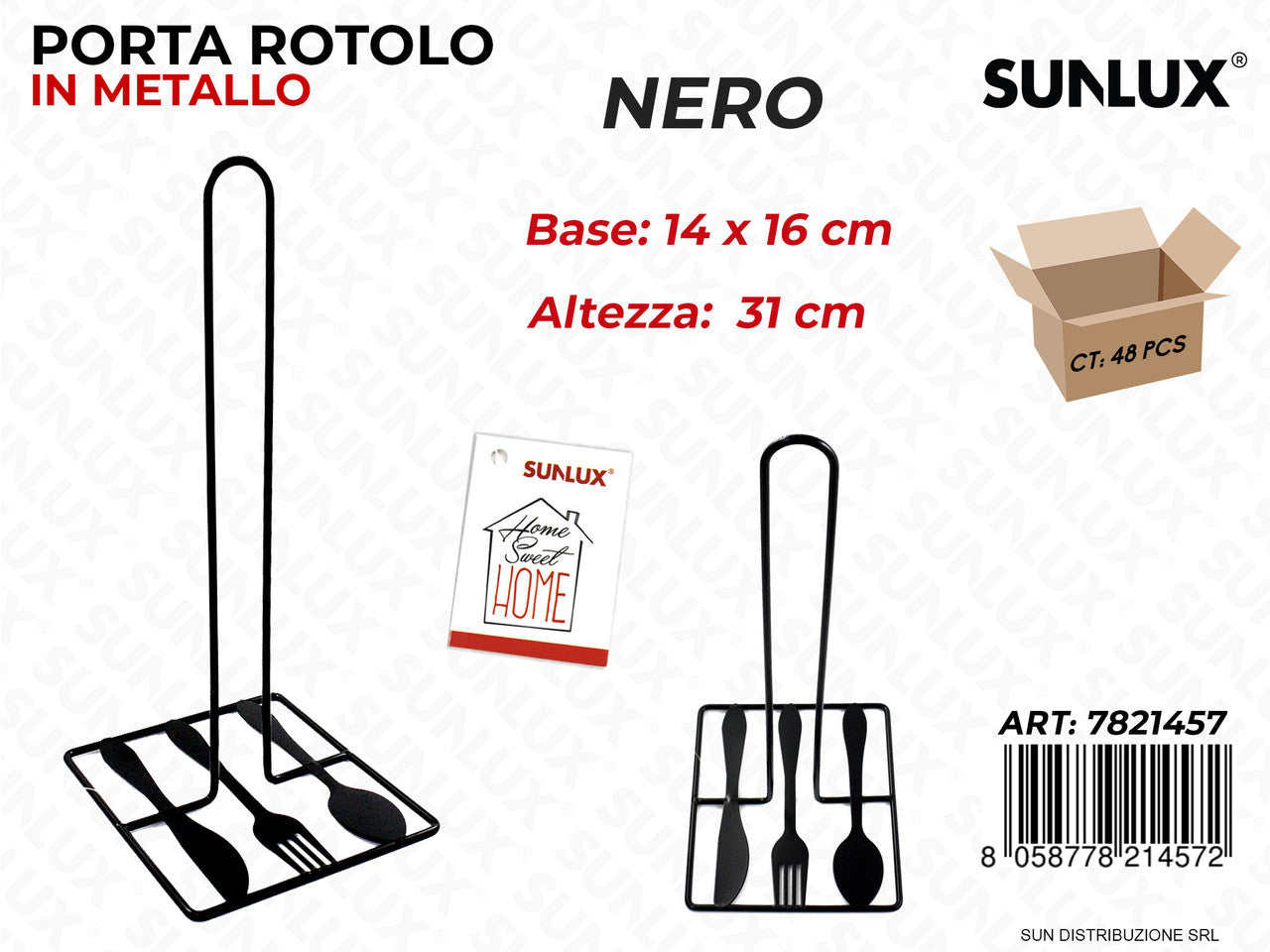 PORTA ROTOLO IN METALLO NERO 14*16*31CM