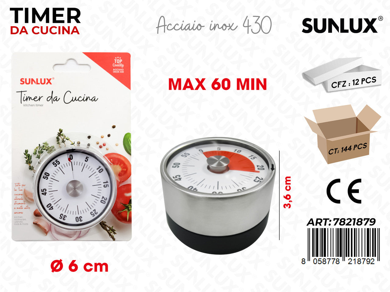 TIMER DA CUCINA ACCIAIO 430 D.6*3.6CM