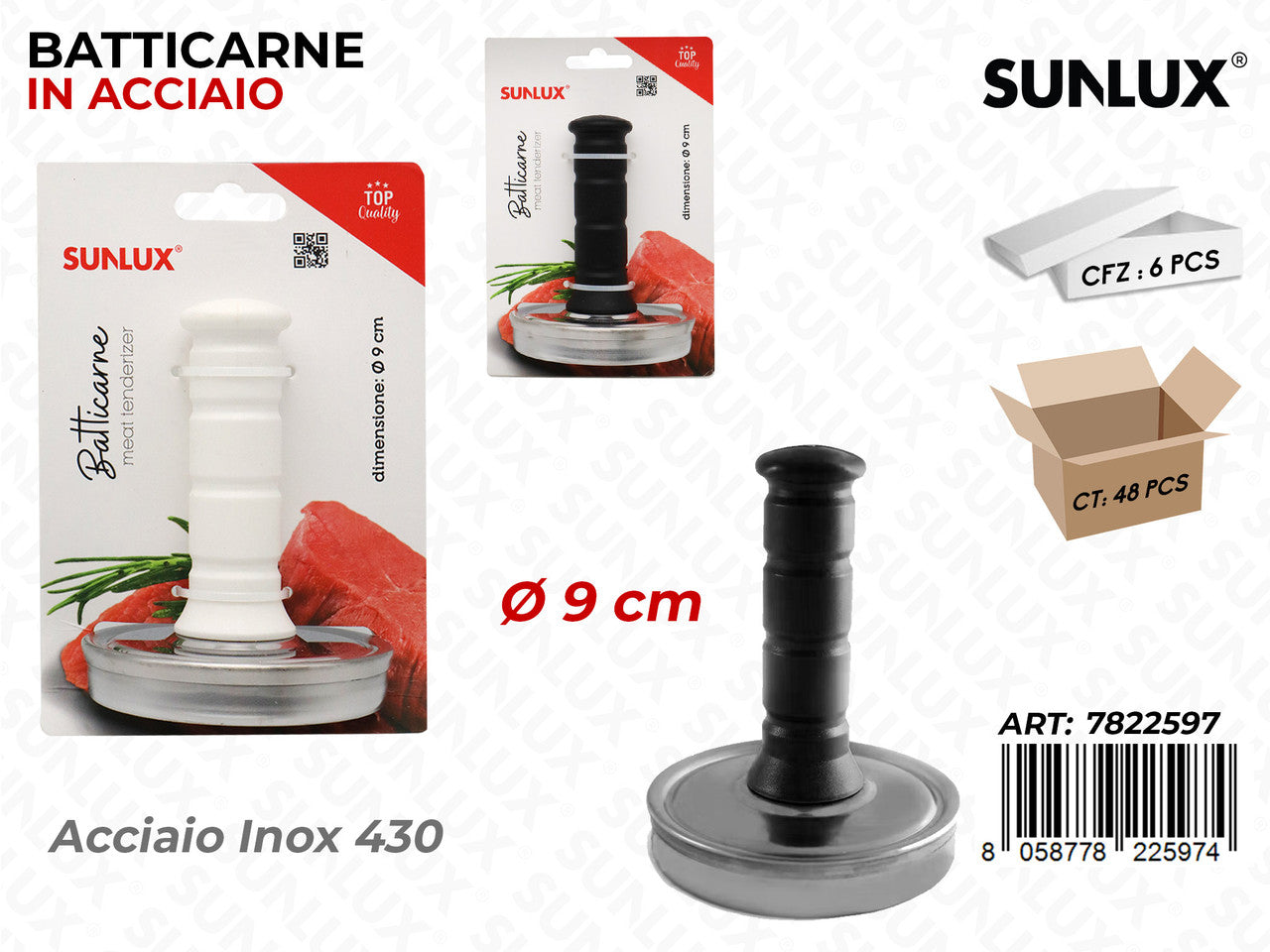 BATTICARNE ACC.INOX 430 ASS. D.9CM