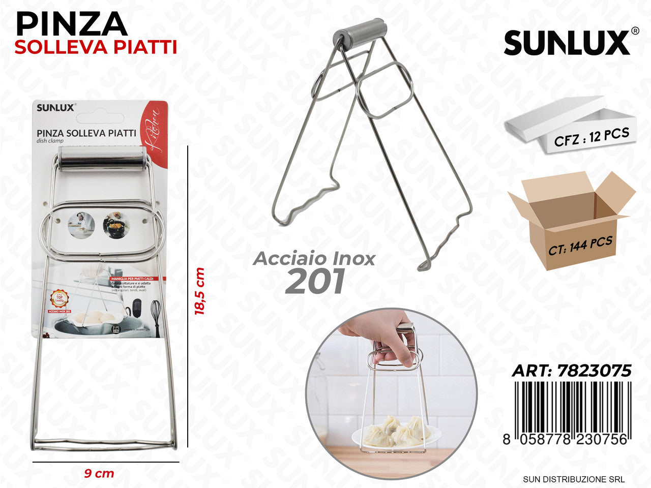 PINZA SOLLEVA PIATTI ACCIAIO 201 9*18.5CM