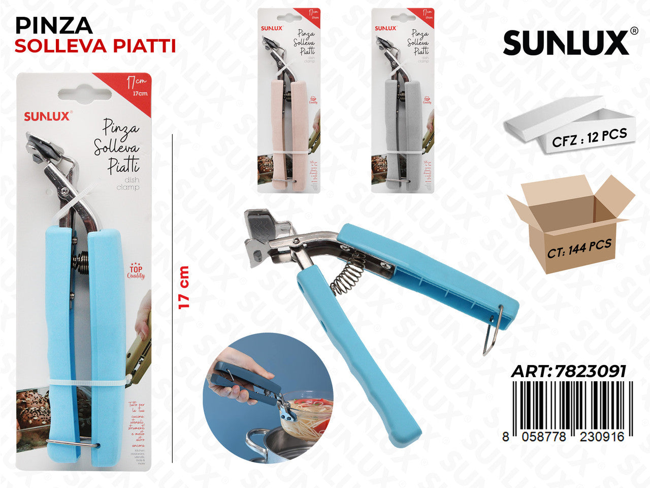 SUNLUX PINZA SOLLEVA PIATTI ASS. 17CM