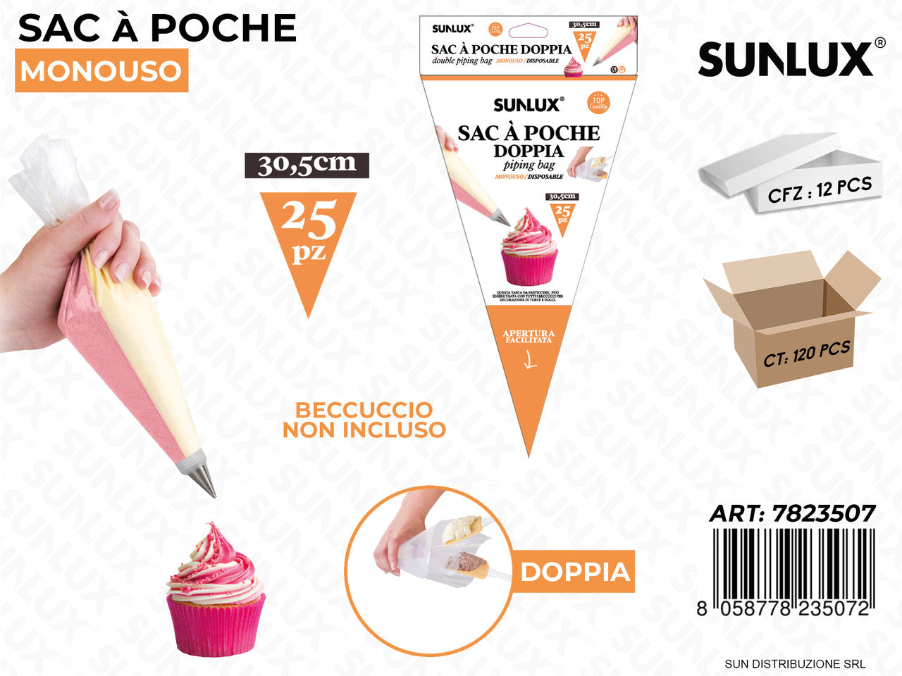 SAC A POCHE MONOUSO DOPPIA 25PCS 30.5CM