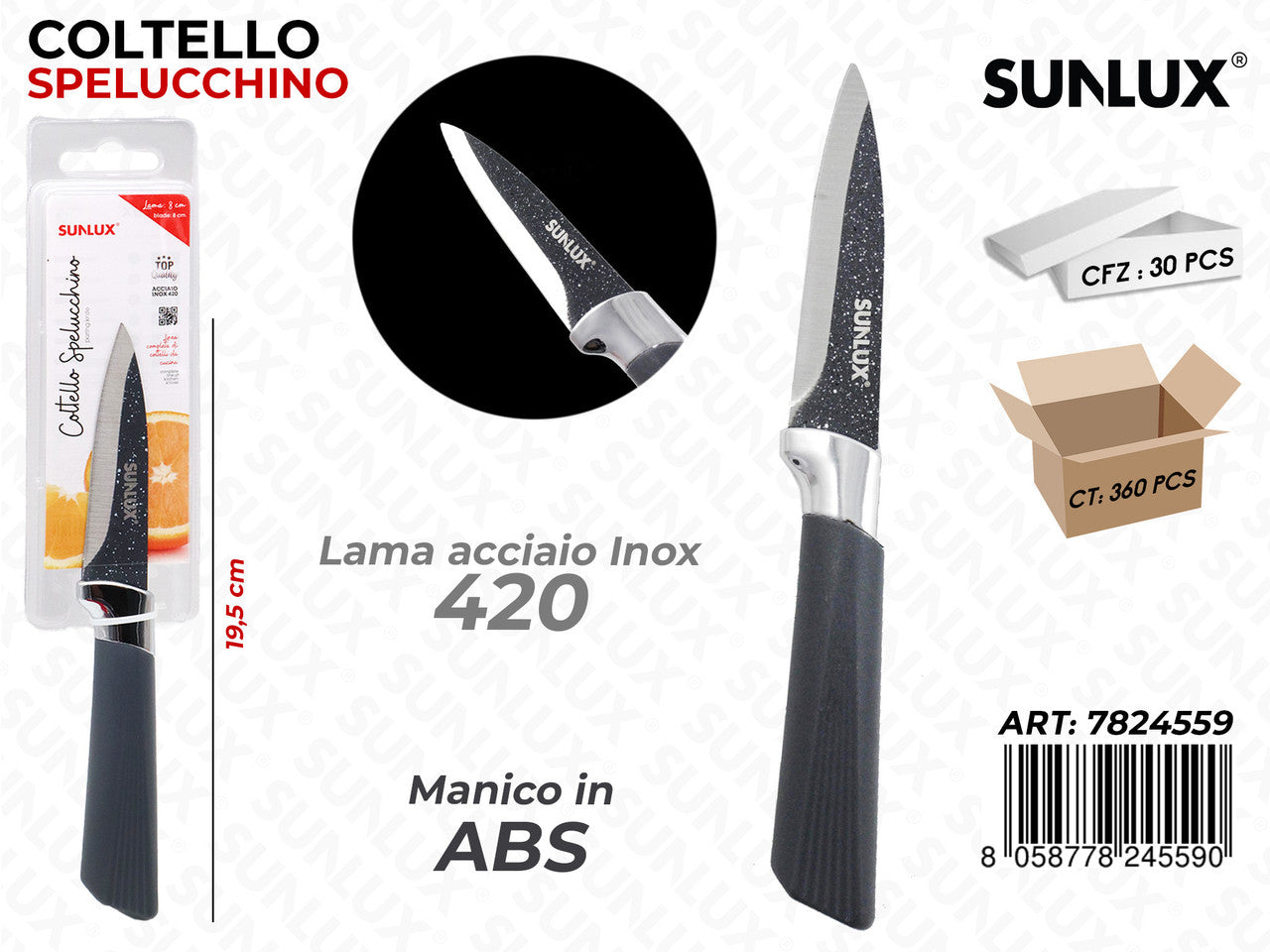 COLTELLO SPELUCCHINO ACCIAIO 420 19.5CM