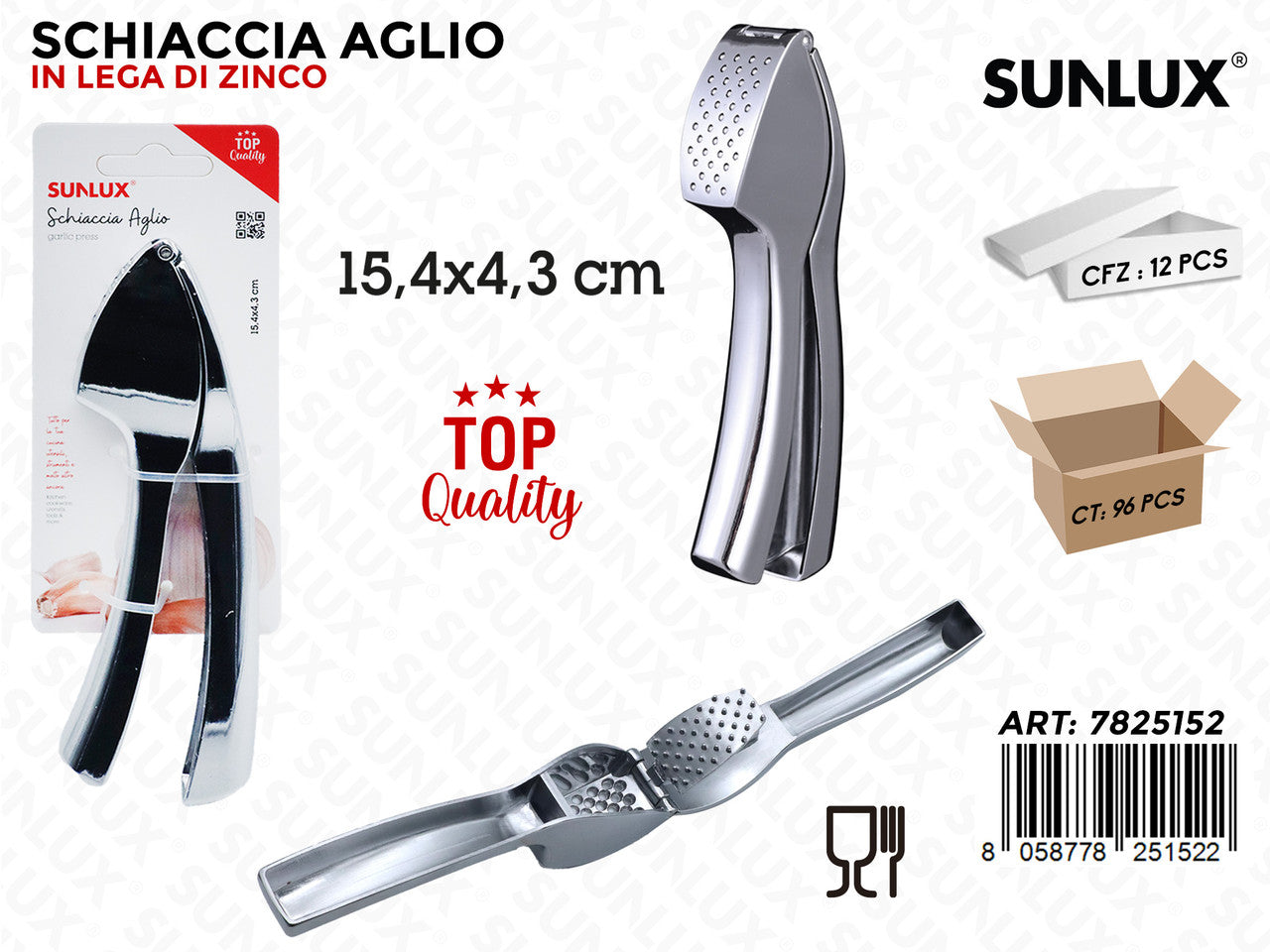 SCHIACCIA AGLIO IN LEGA DI ZINCO 15.4*4.3CM