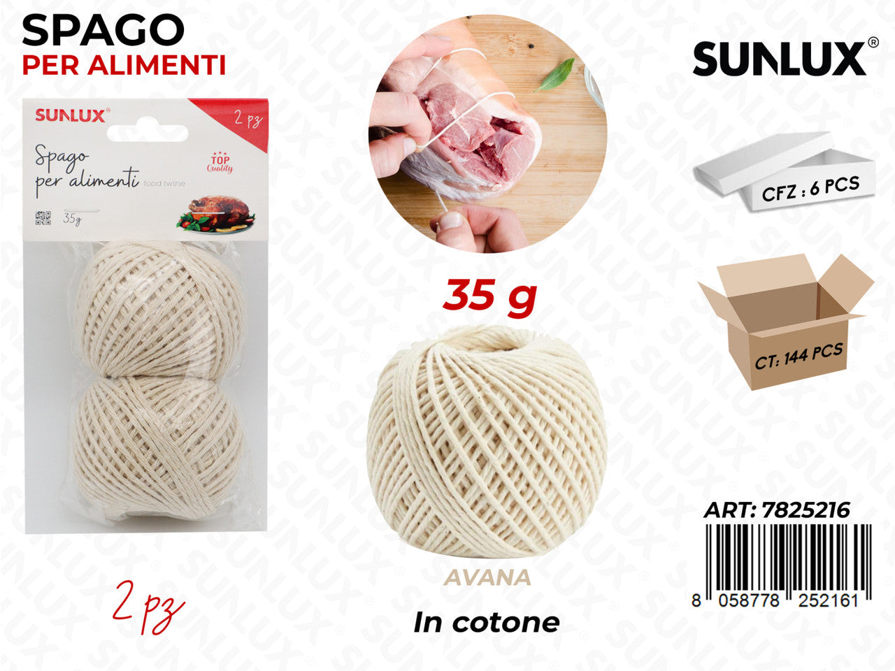 SPAGO PER ALIMENTI IN COTONE AVANA 2PCS 35GR