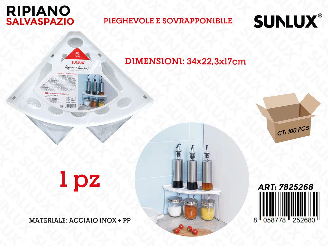 RIPIANO SALVASPAZIO ACC. INOX 34*22.3*17CM