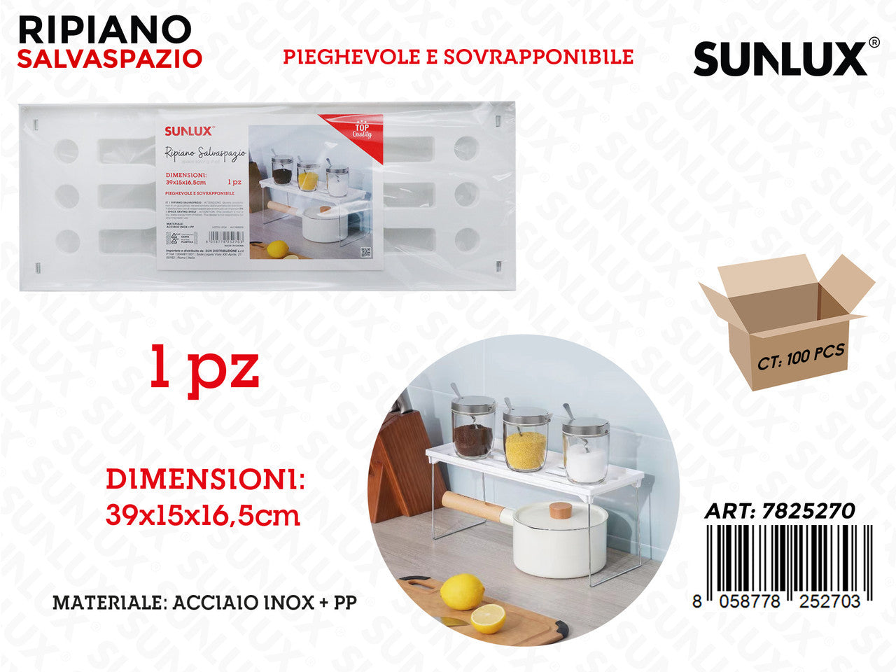 RIPIANO SALVASPAZIO ACC. INOX 39*15*16.5CM