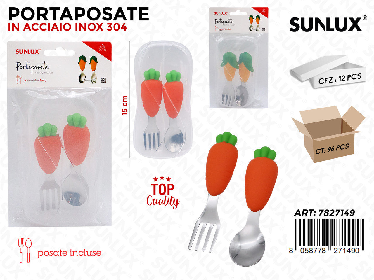 PORTAPOSATE C/POSATE ACC. INOX 15CM ASS.