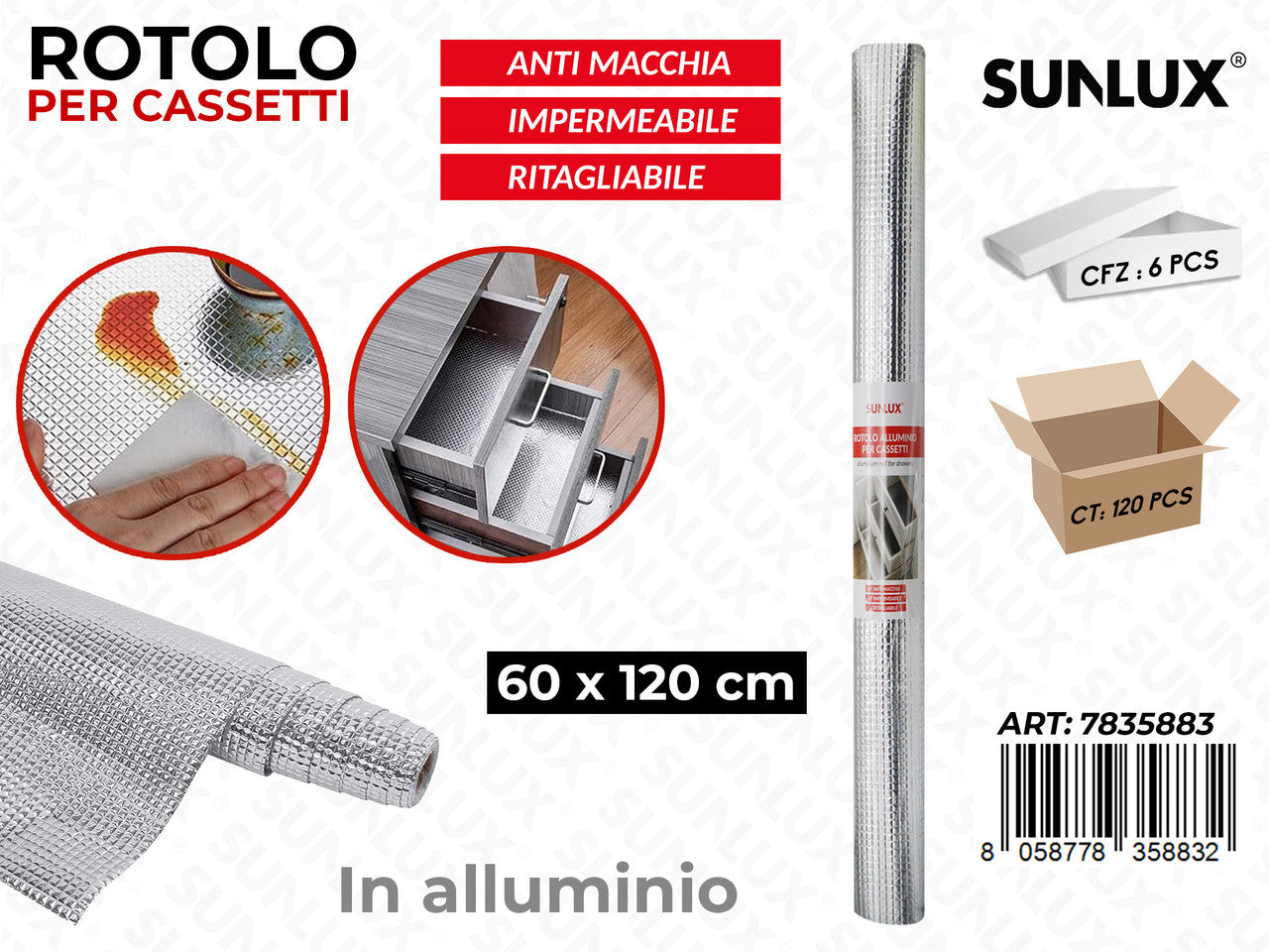 ROT. ALLUMINIO PER CASSETTI 60*120CM