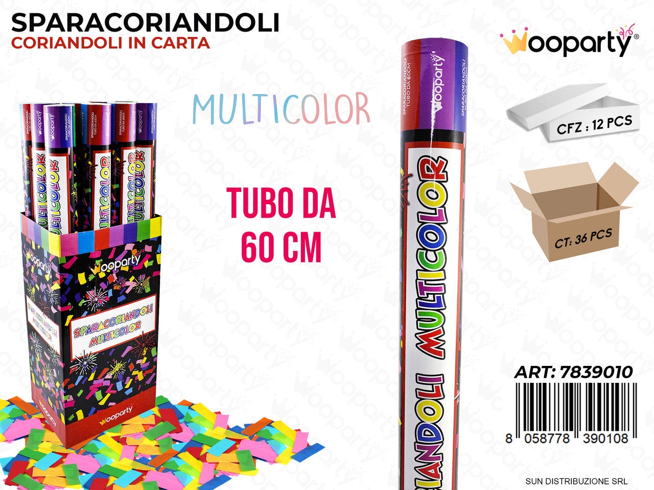 TUBO SPARACORIANDOLI MULTICOLOR 60CM