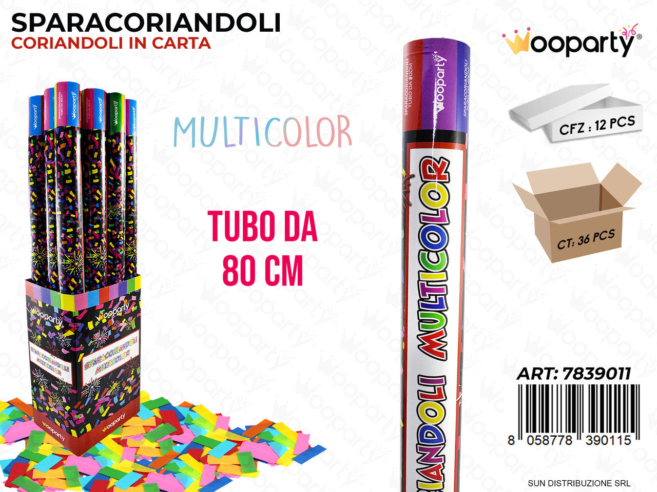 TUBO SPARACORIANDOLI MULTICOLOR 80CM