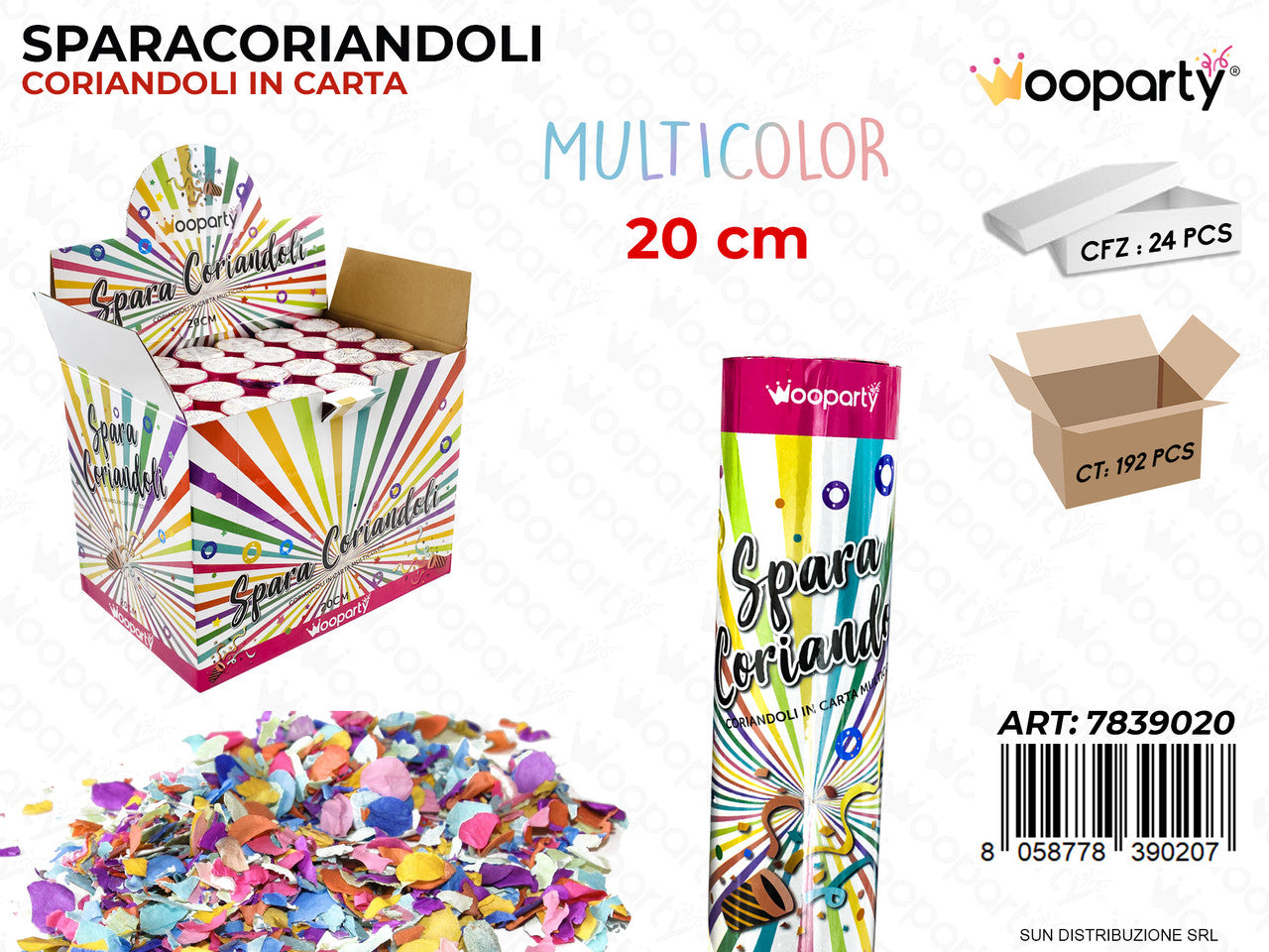 SPARA CORIANDOLI MULTICOLOR 20CM