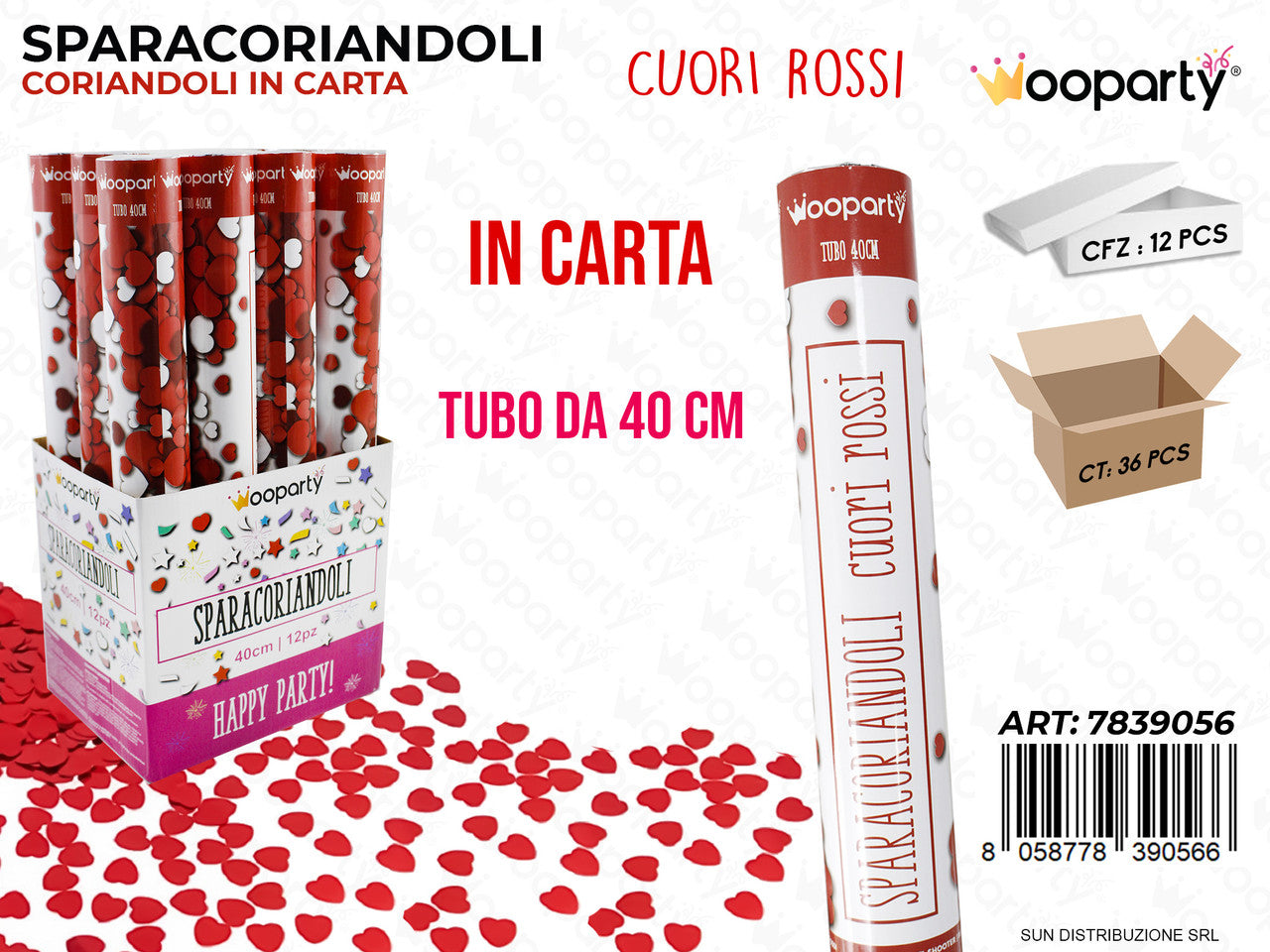 SPARACORIANDOLI CUORI ROSSI 40CM