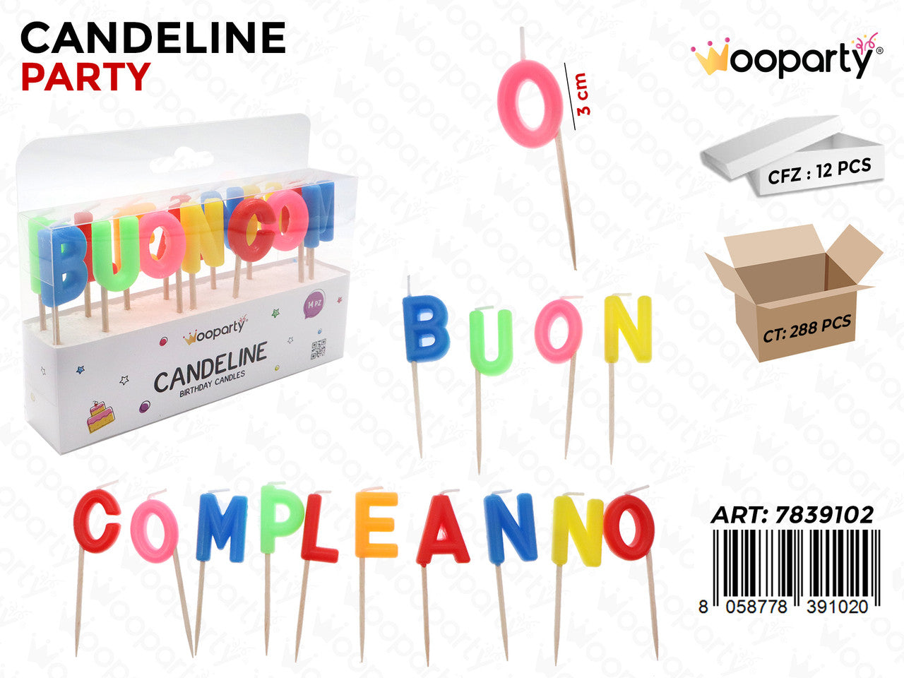CANDELINE BUON COMPLEANNO 14PCS 7CM