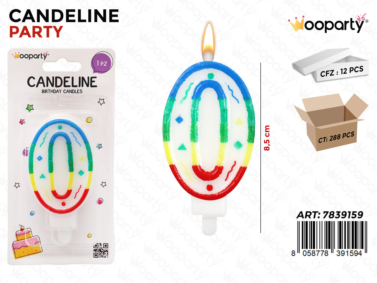 CANDELINE MULTICOLOR N.0 8.5CM