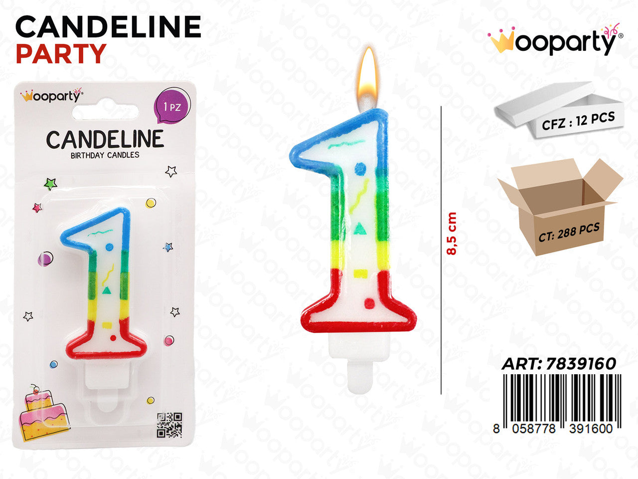 CANDELINE MULTICOLOR N.1 8.5CM