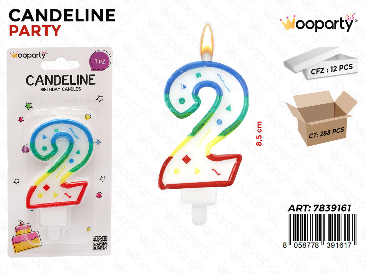 CANDELINE MULTICOLOR N.2 8.5CM