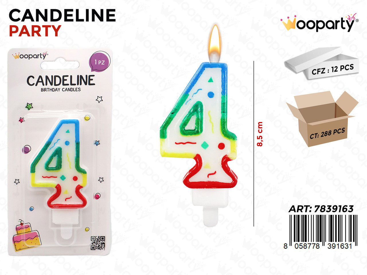 CANDELINE MULTICOLOR N.4 8.5CM
